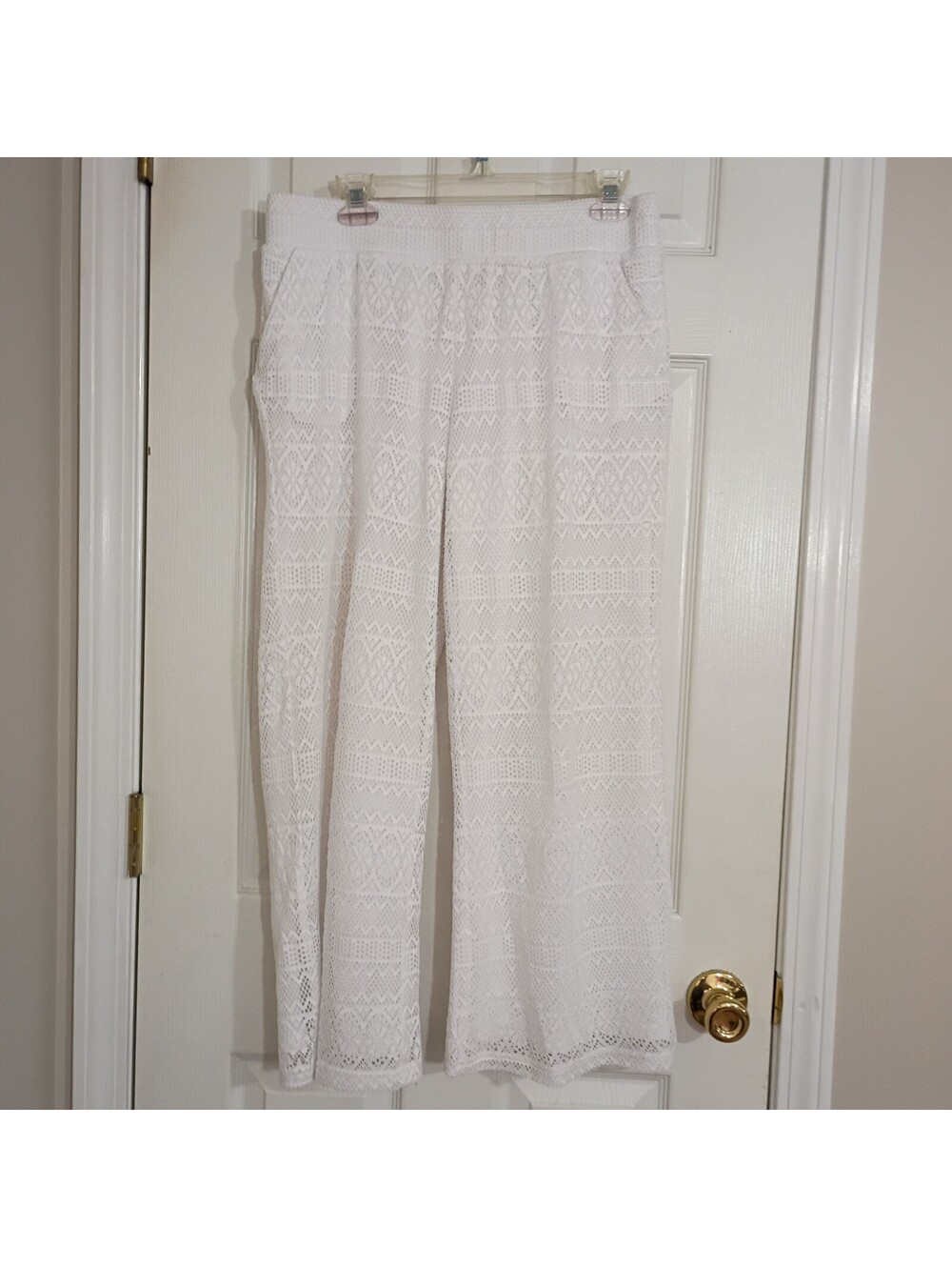Cato White Lace Overlay Pants with Inner Lining